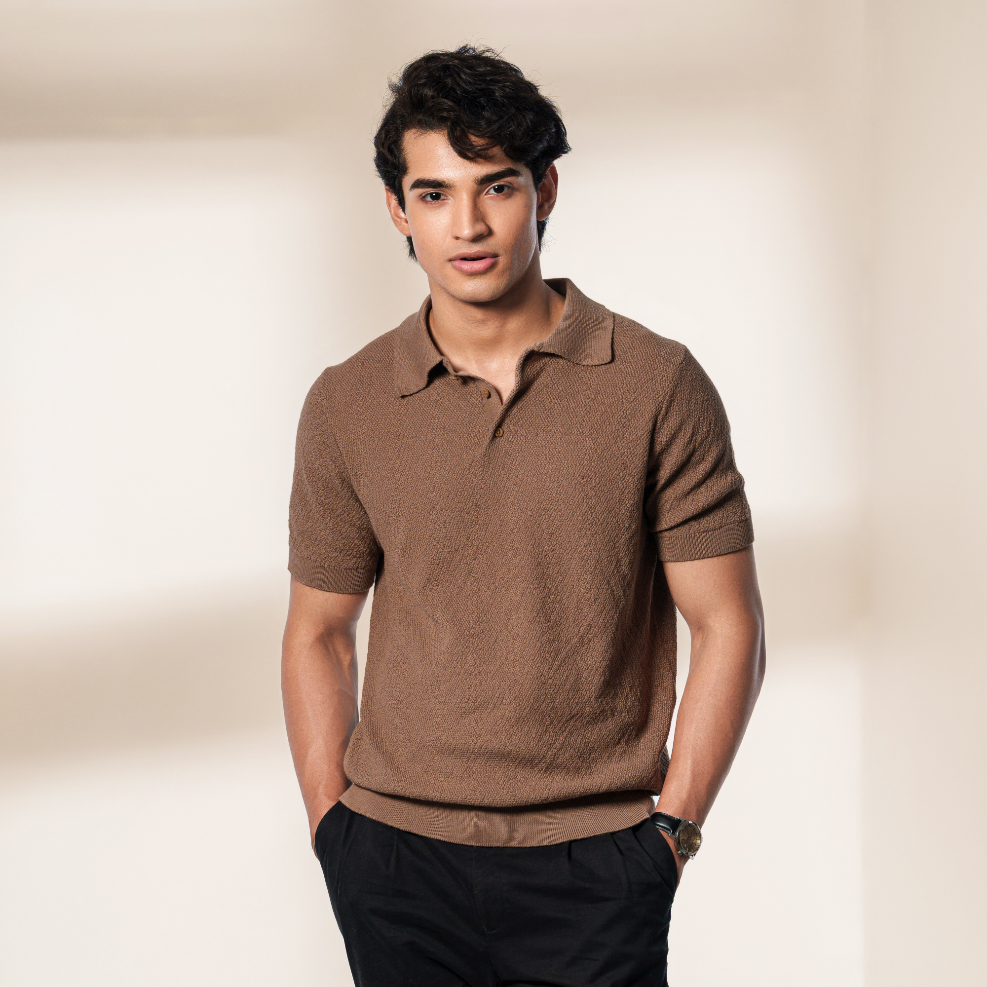 Florence Mocha Knit Polo