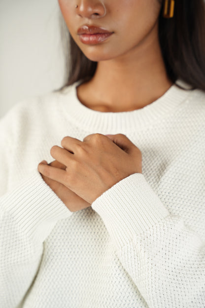 Blanco Waffled Crewneck Sweater