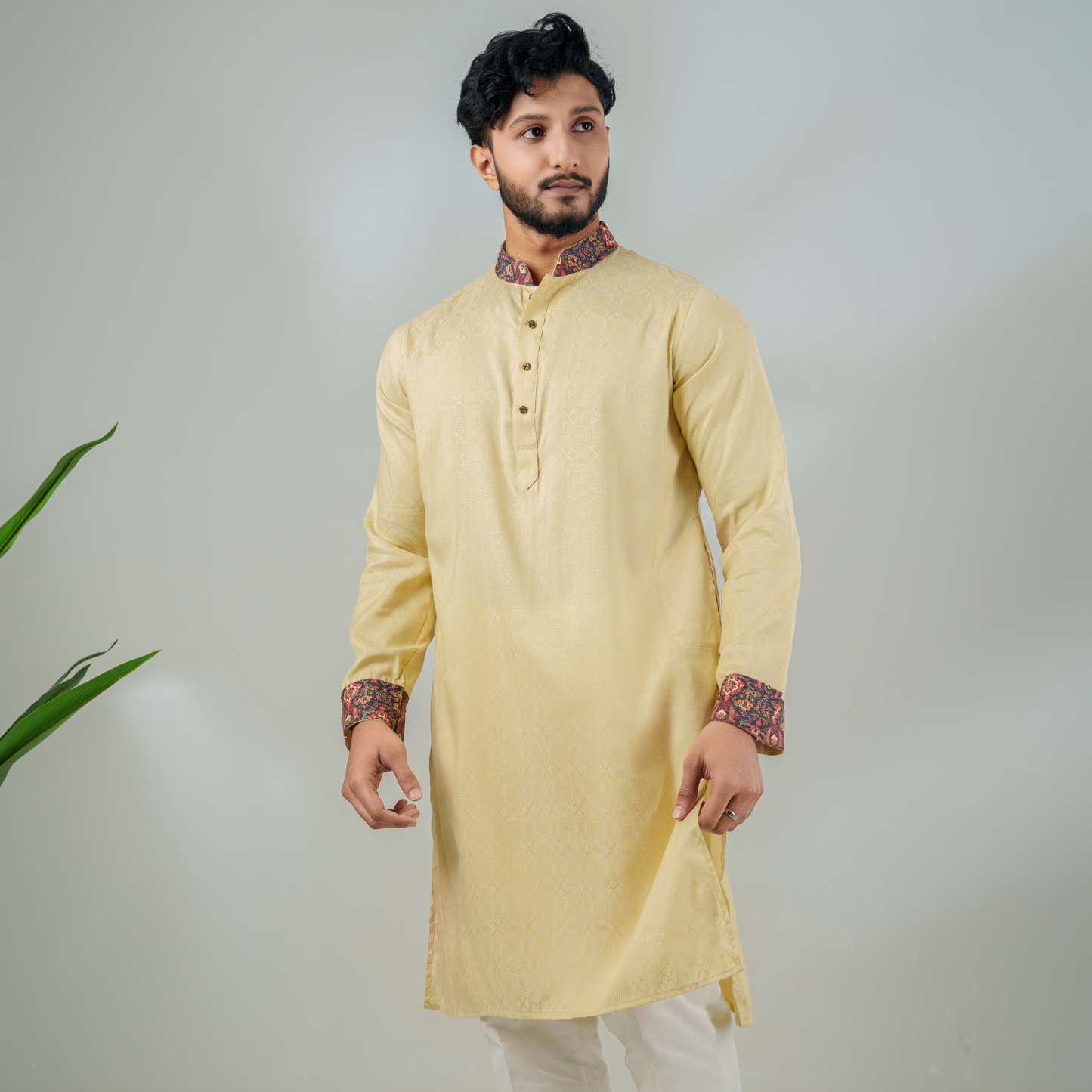 Shahenshah Panjabi in Pale Green Jacquard