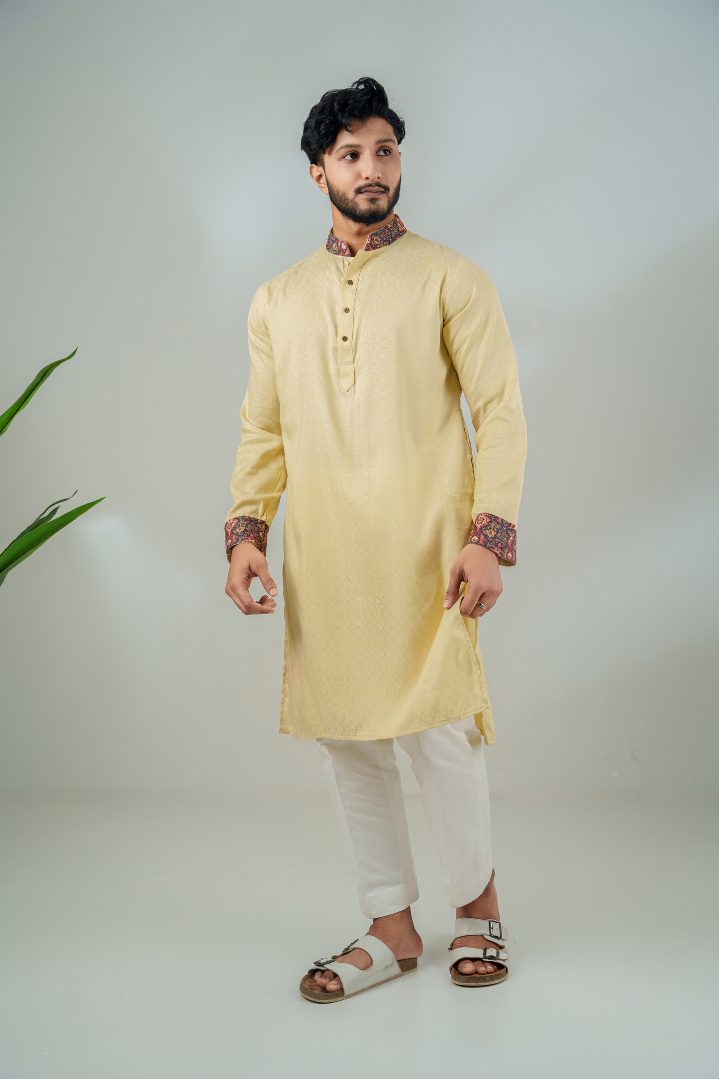 Shahenshah Panjabi in Pale Green Jacquard