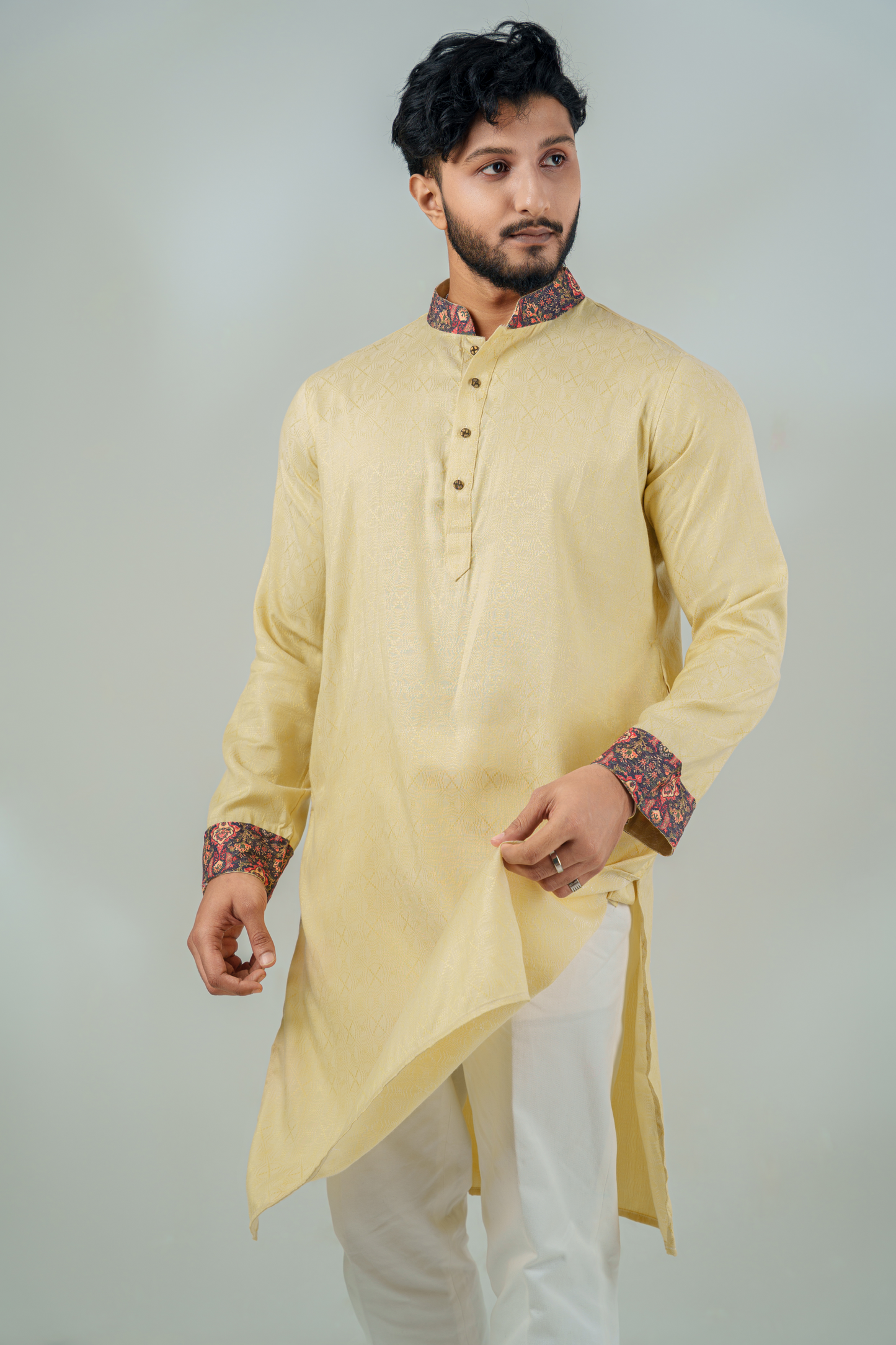 Shahenshah Panjabi in Pale Green Jacquard