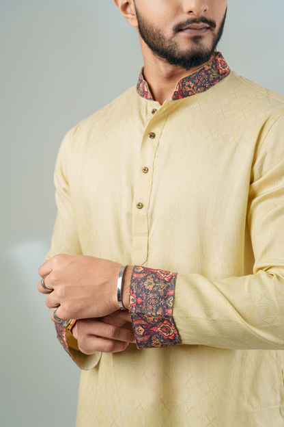 Shahenshah Panjabi in Pale Green Jacquard