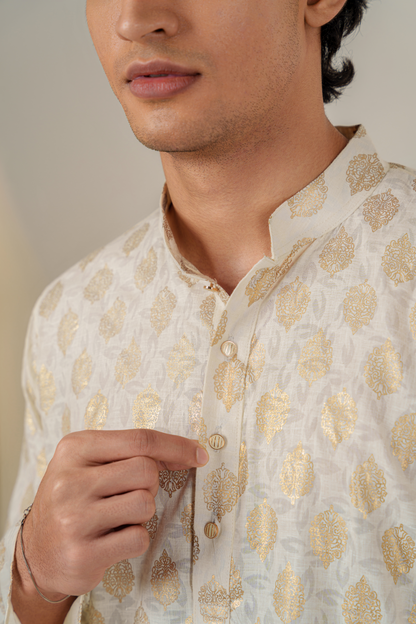 Damask Gold on Ivory Panjabi