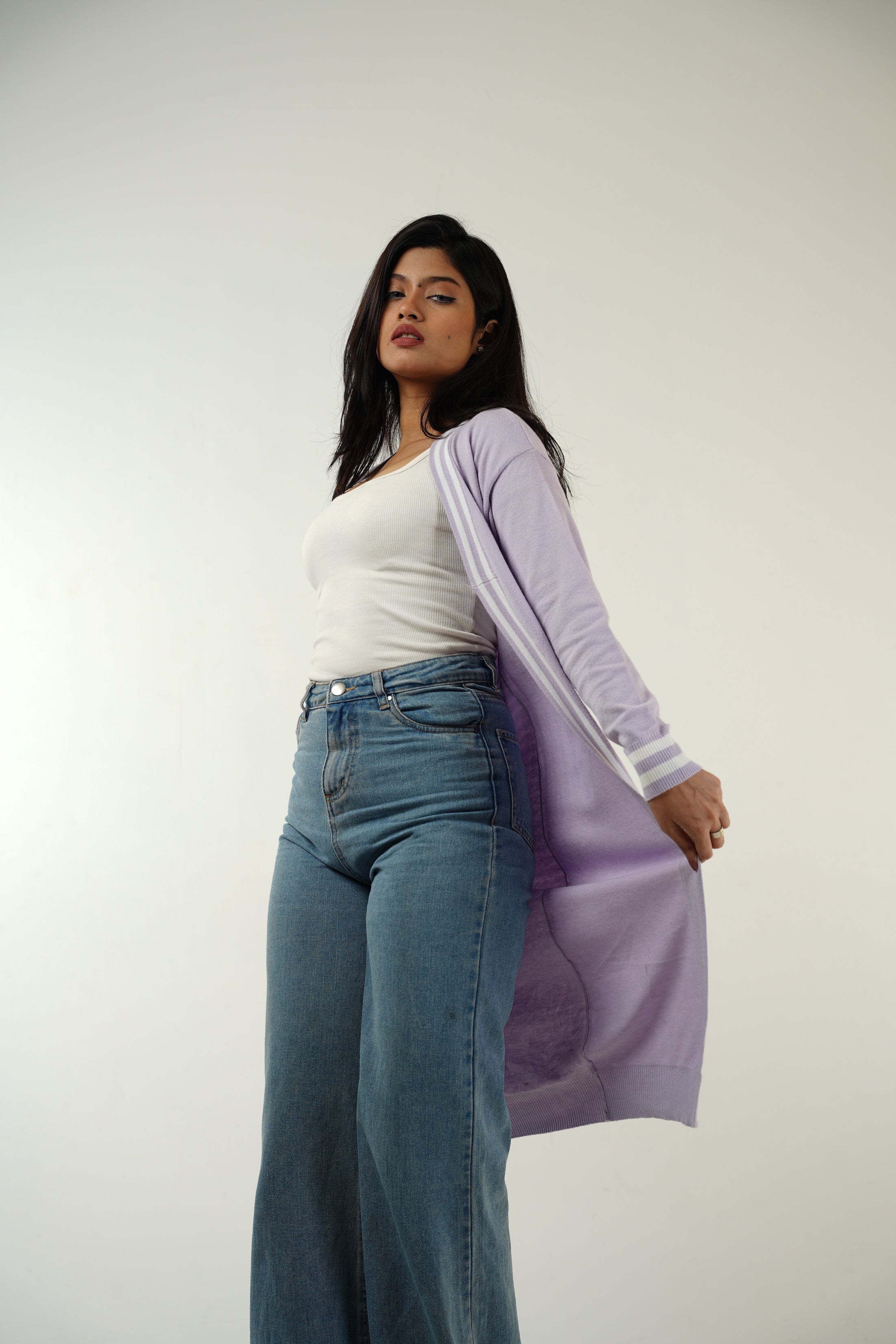 Lilac Long Cardigan