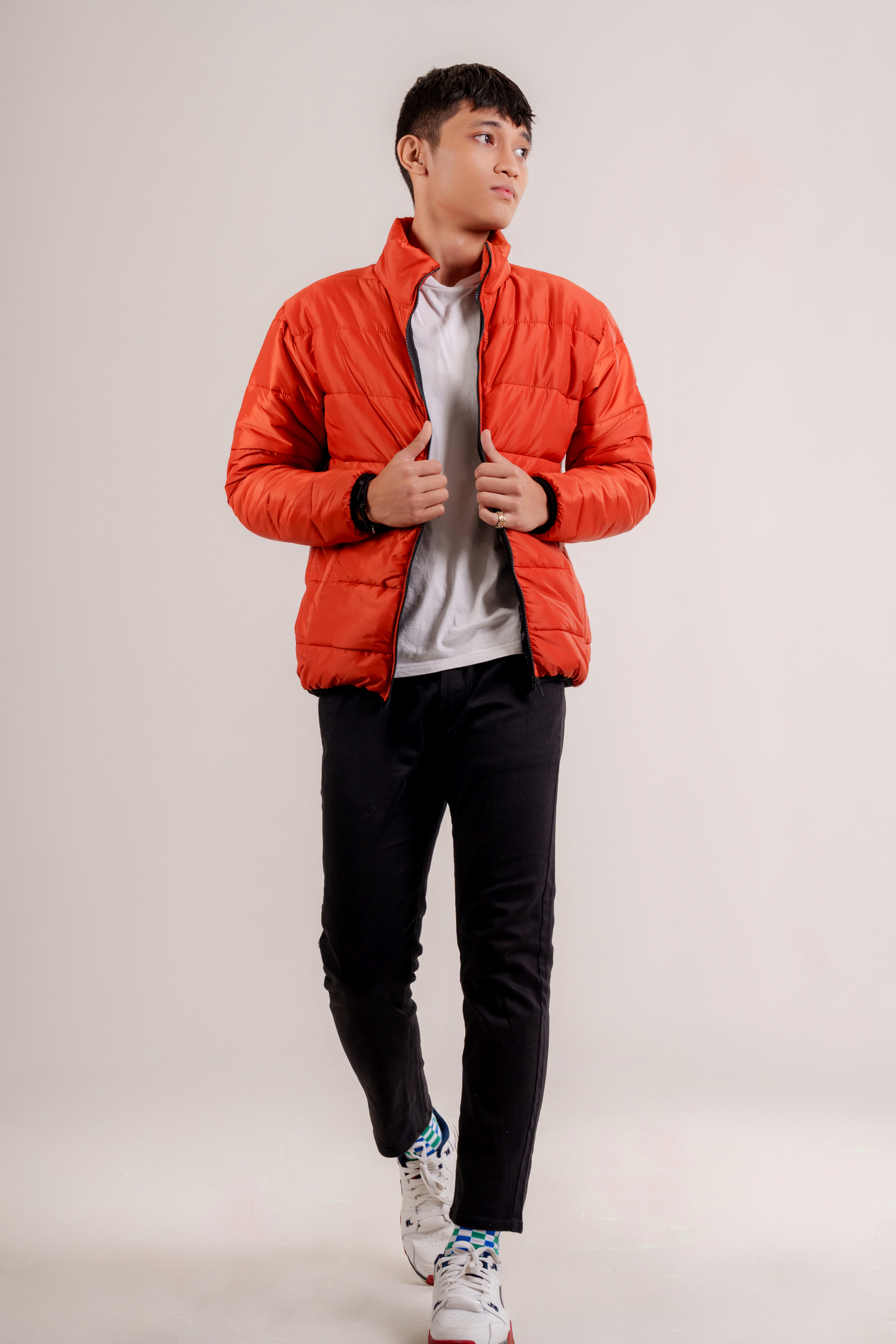 Oxford Puffer Jacket in Rust Orange