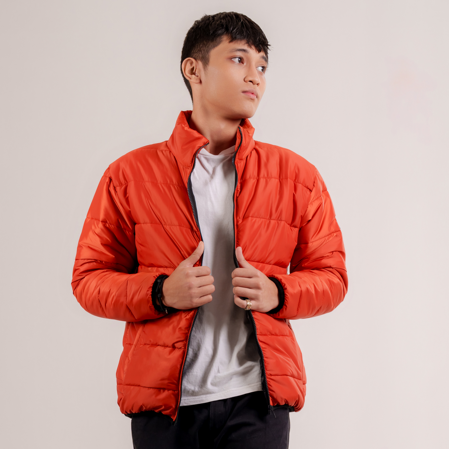 Oxford Puffer Jacket in Rust Orange