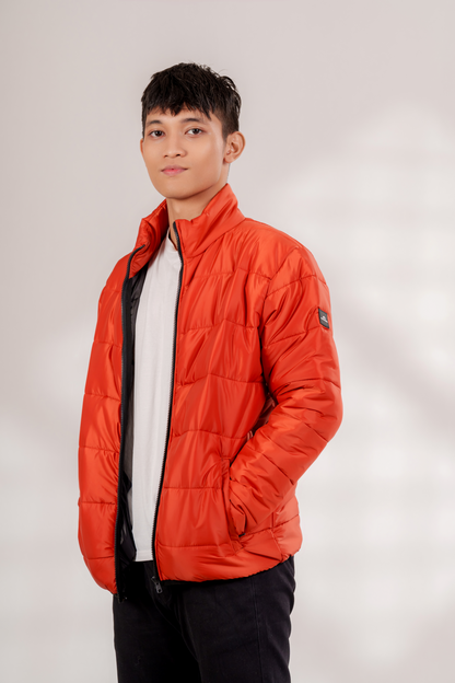 Oxford Puffer Jacket in Rust Orange