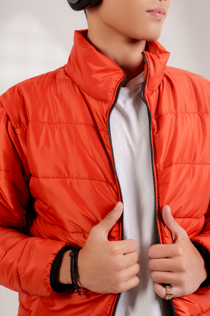 Oxford Puffer Jacket in Rust Orange