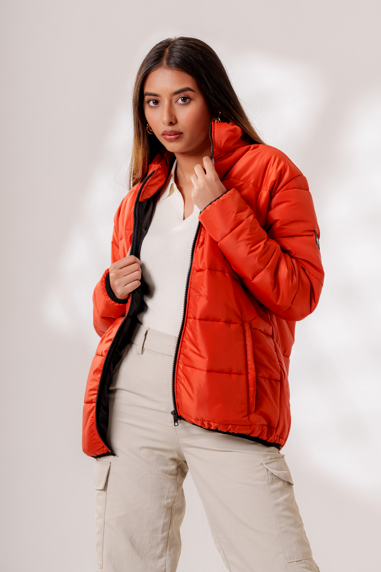 Oxford Puffer Jacket in Rust Orange