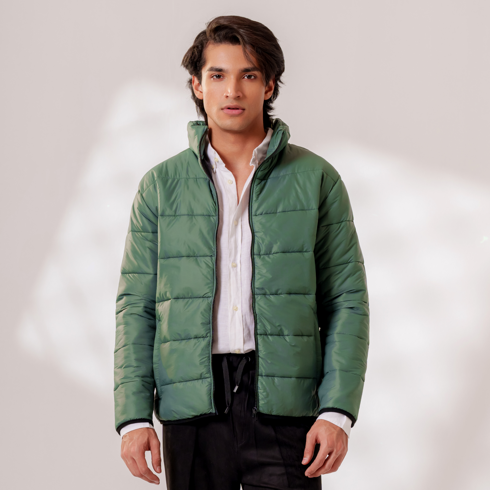 Oxford Puffer Jacket in Forest Green