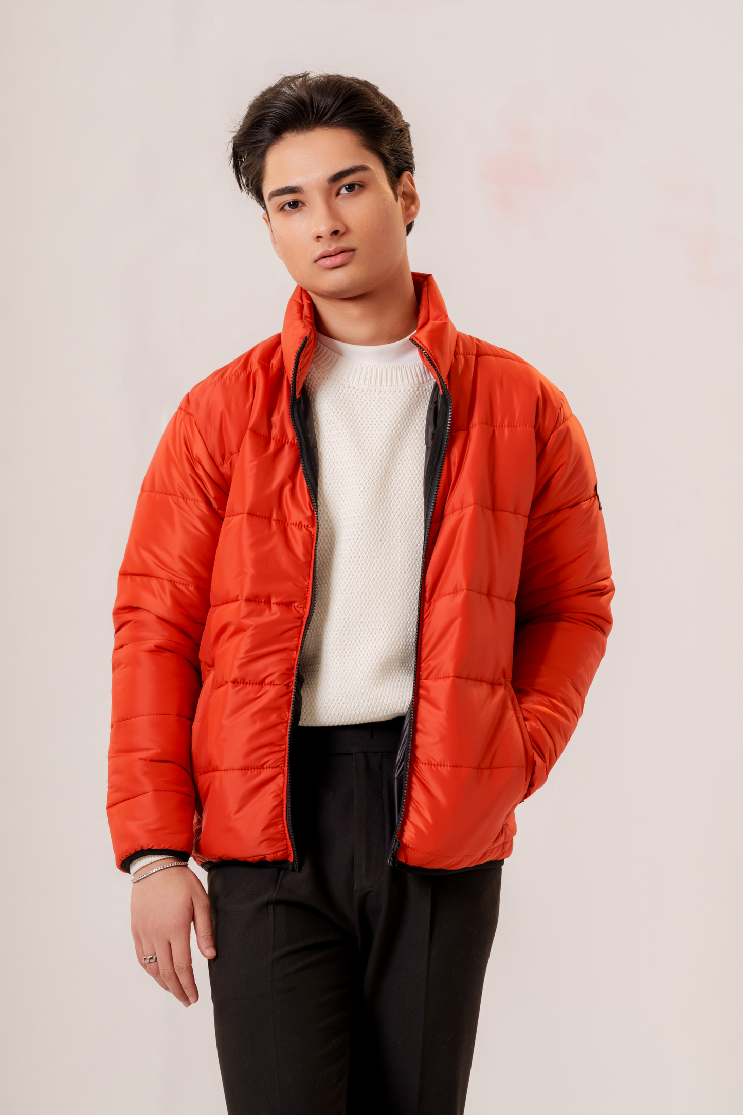 Oxford Puffer Jacket in Rust Orange