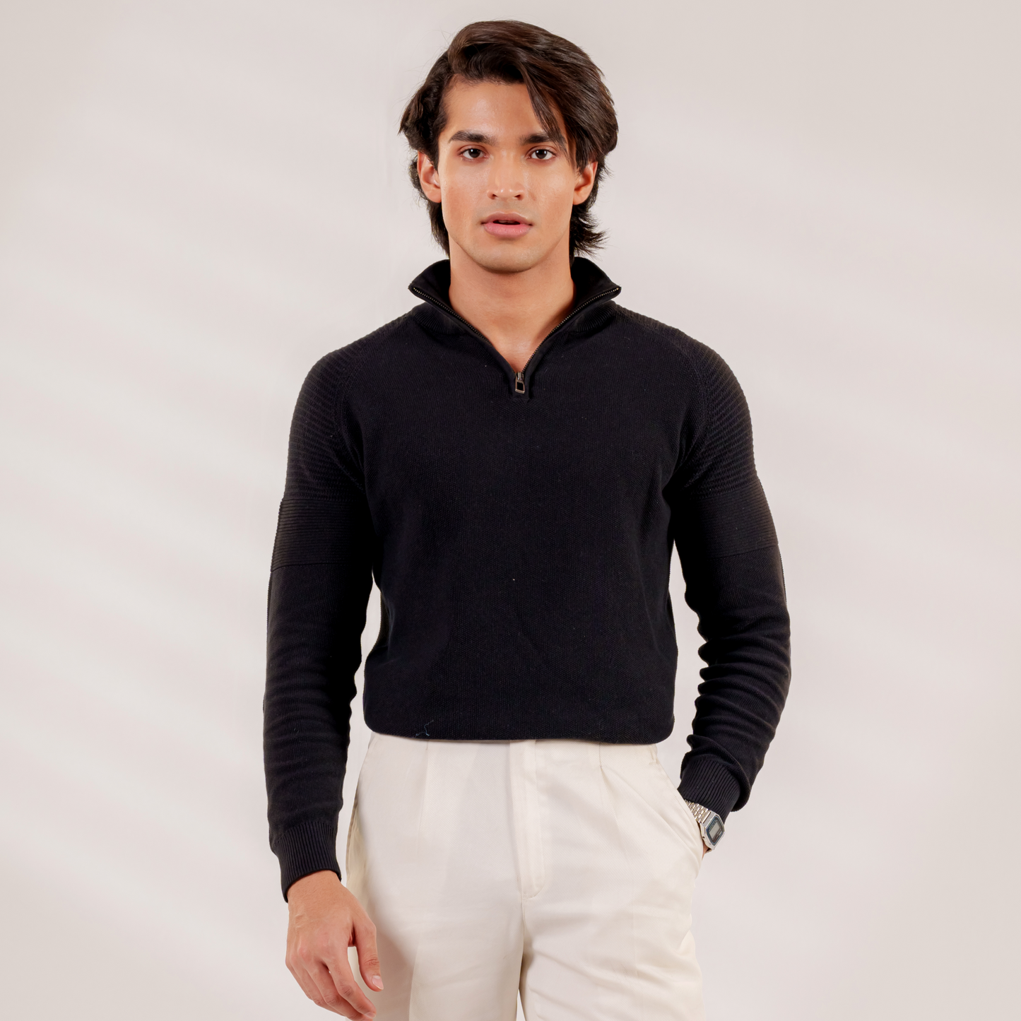 Quarter-Zip Sweater Black