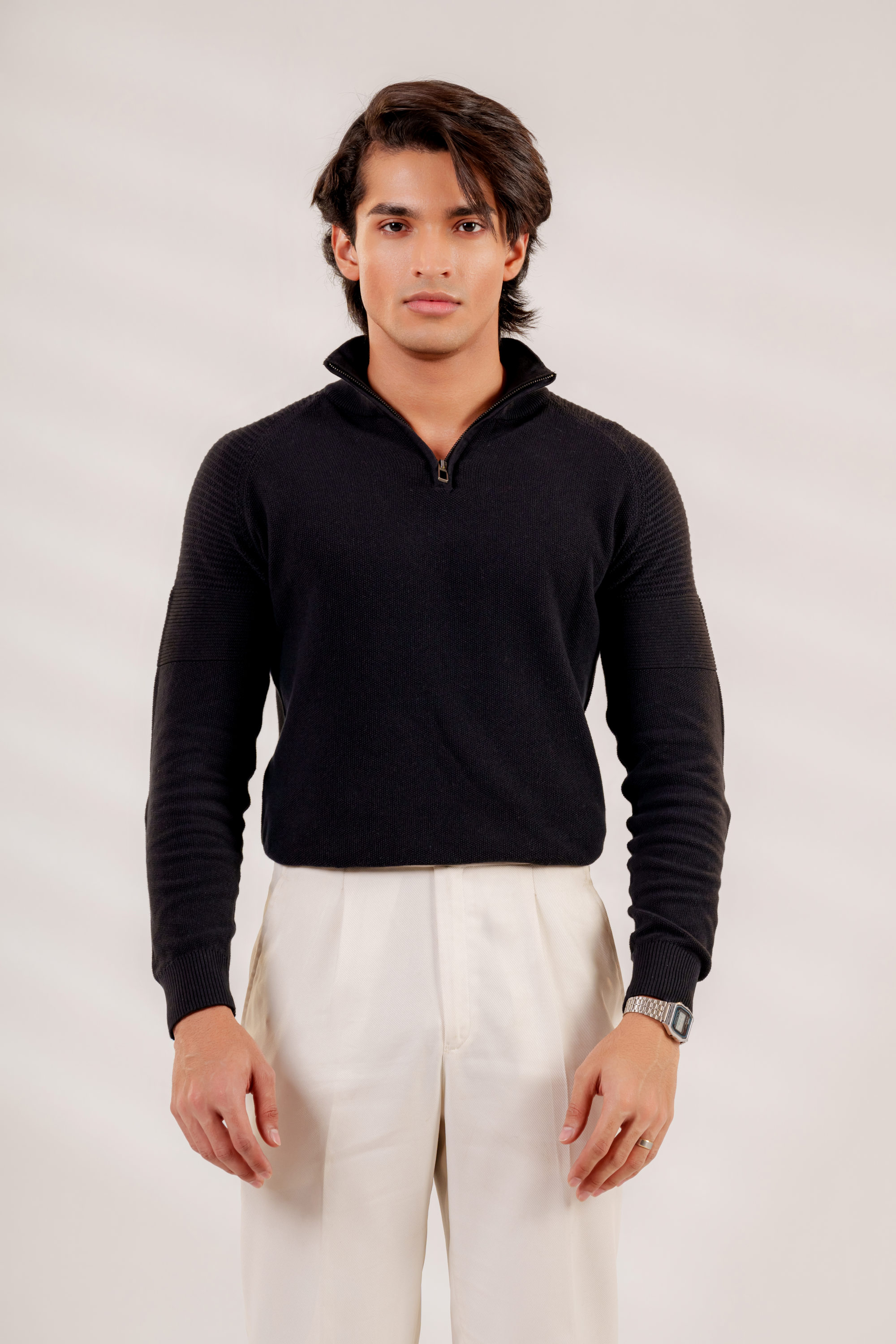 Quarter-Zip Sweater Black