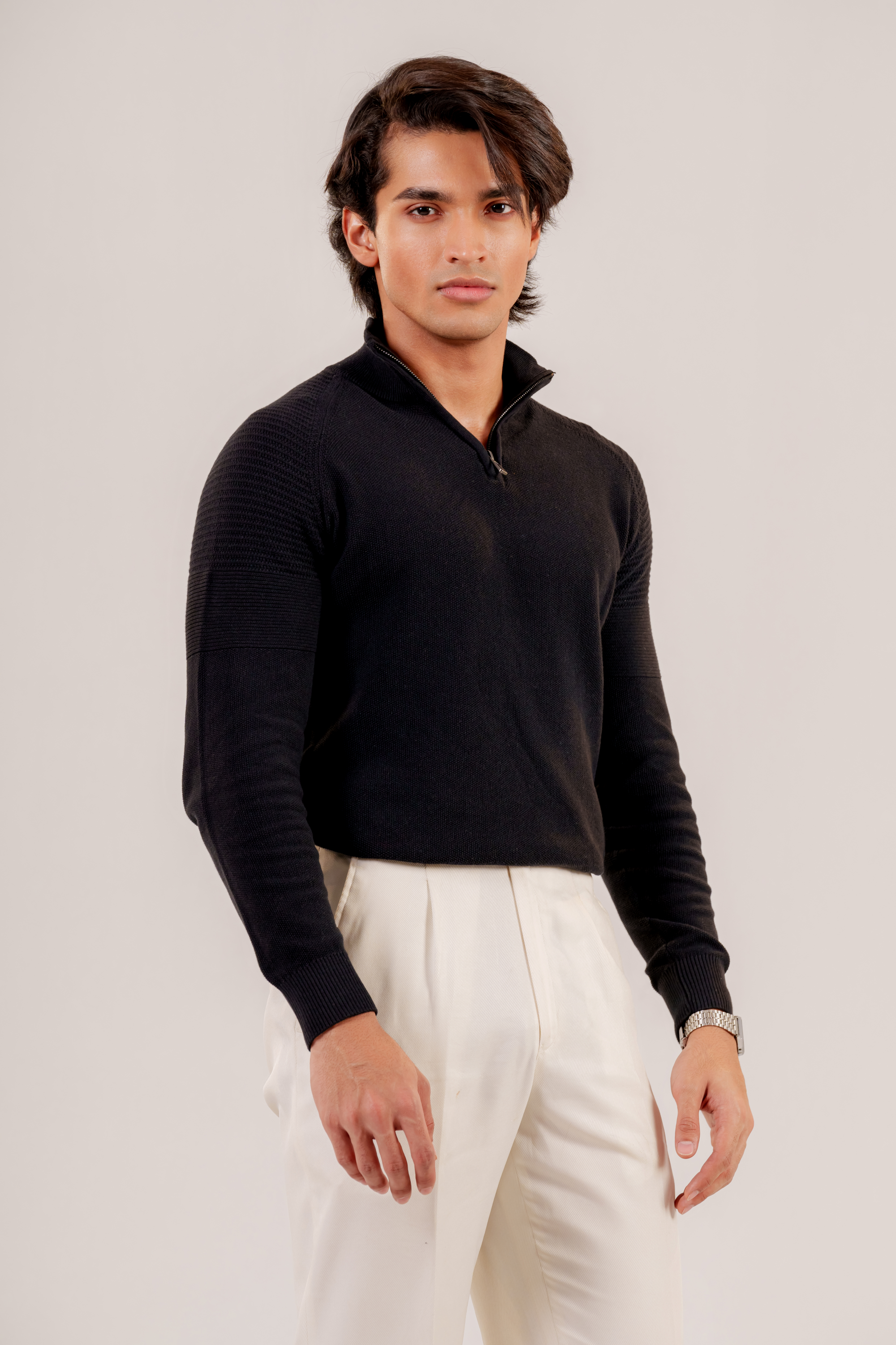 Quarter-Zip Sweater Black