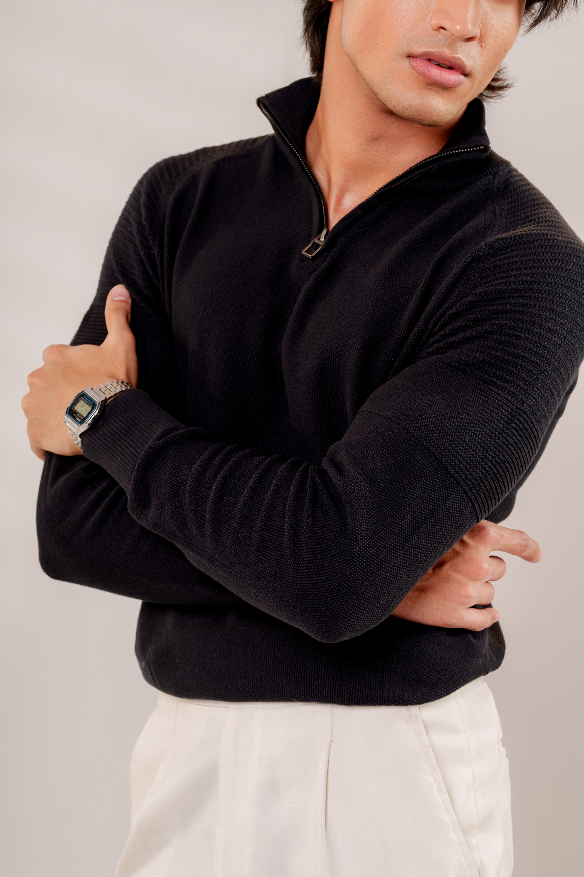 Quarter-Zip Sweater Black