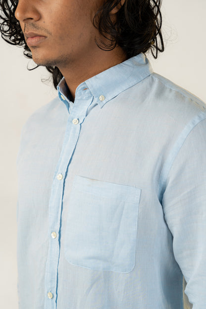 Light Blue Linen Effect Shirt