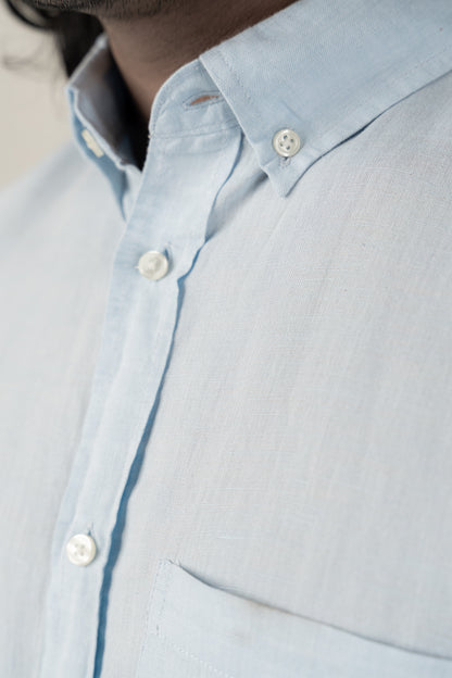 Light Blue Linen Effect Shirt