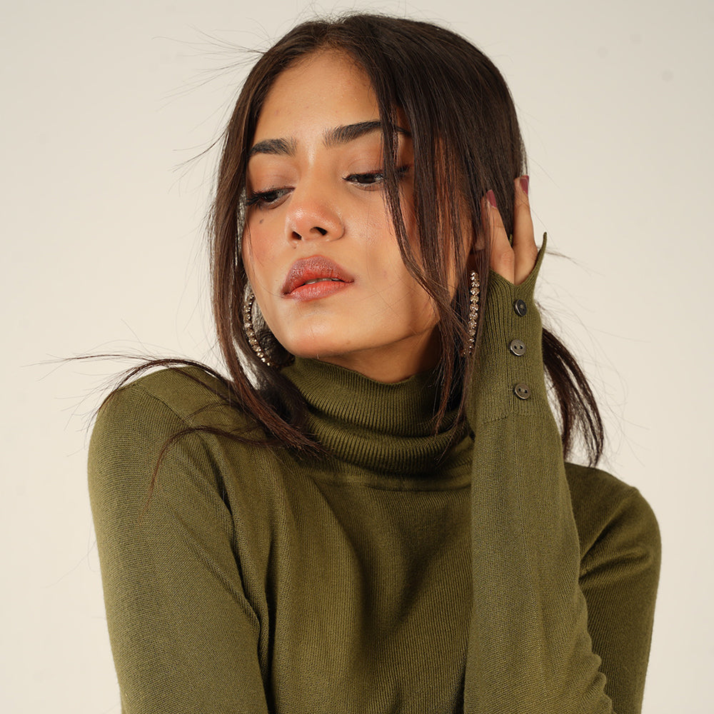Classic Army Green Turtleneck