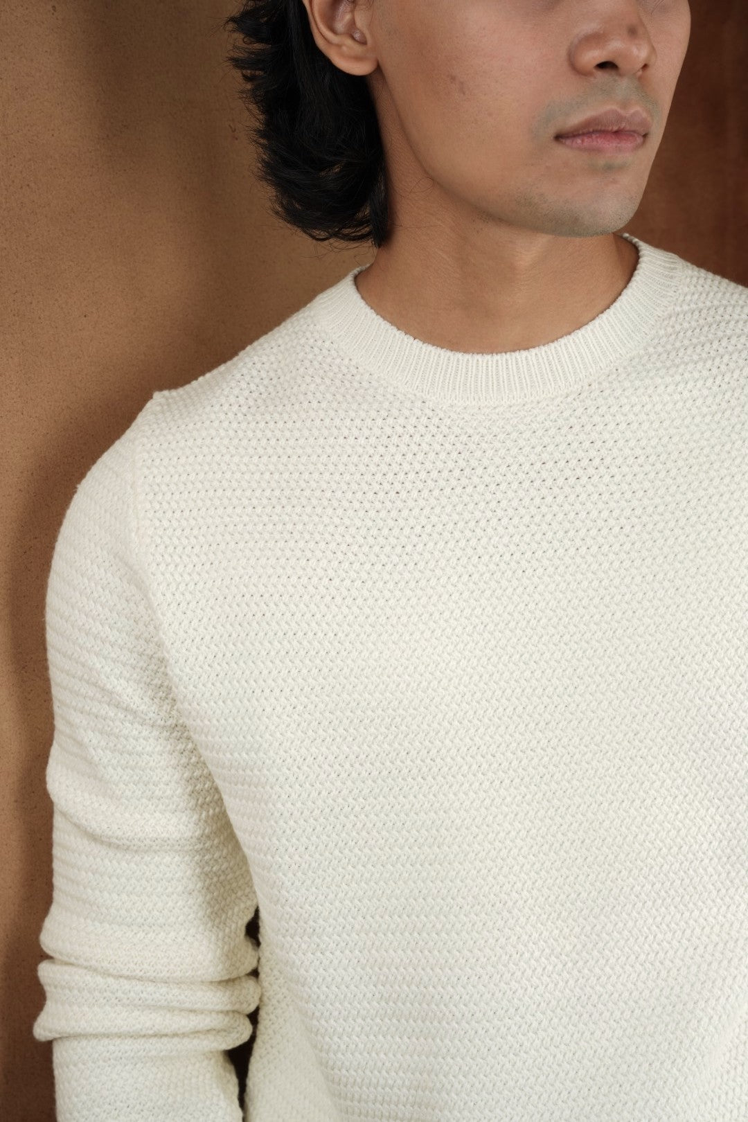 Blanco Waffled Crewneck Sweater