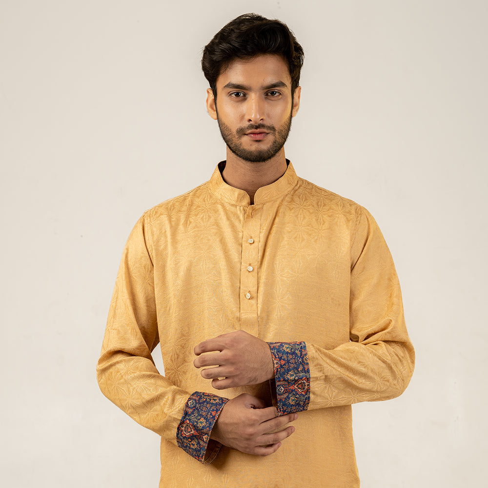 Nahyan Jacquard Kurta in Heather Gold