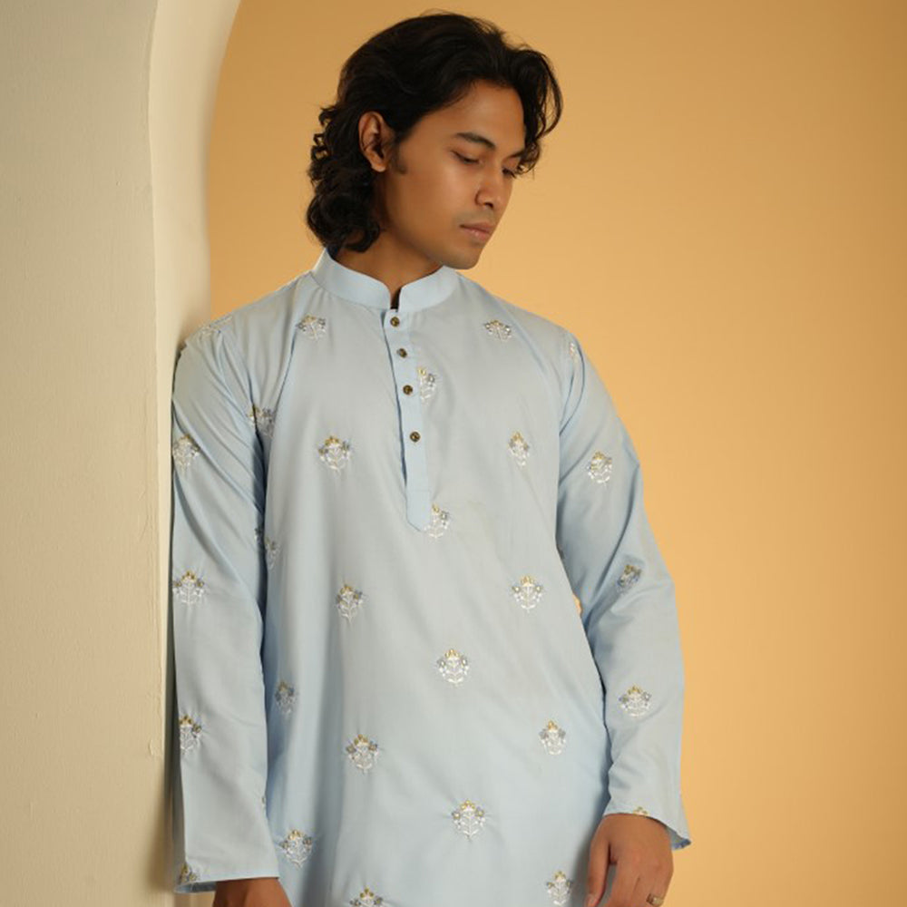 Amir Embroidered Panjabi in Sky Blue