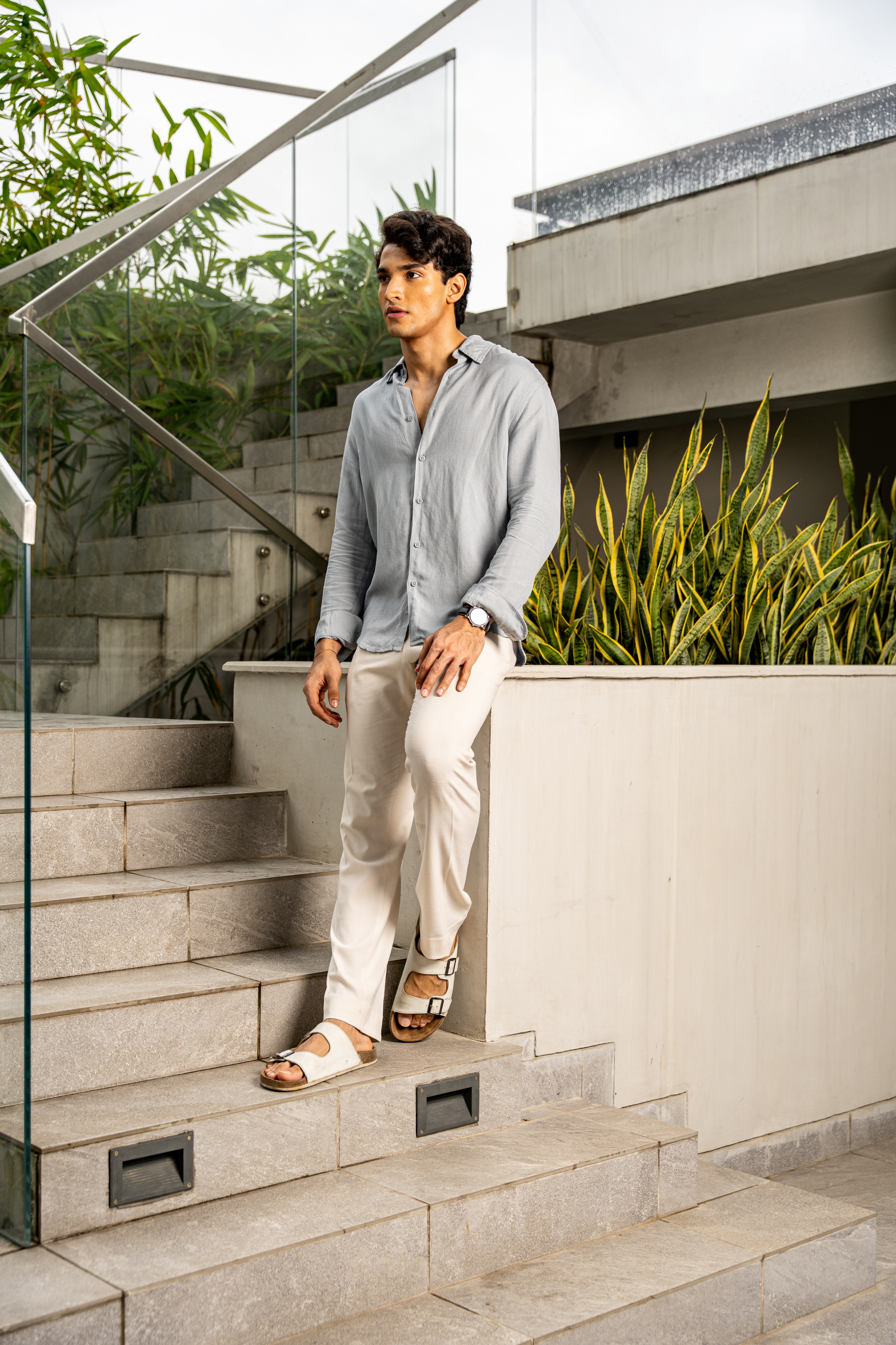 Steel Blue Linen Shirt