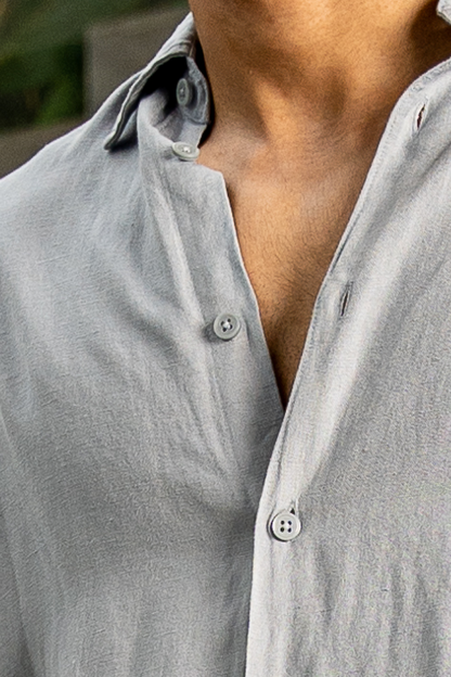 Steel Blue Linen Shirt