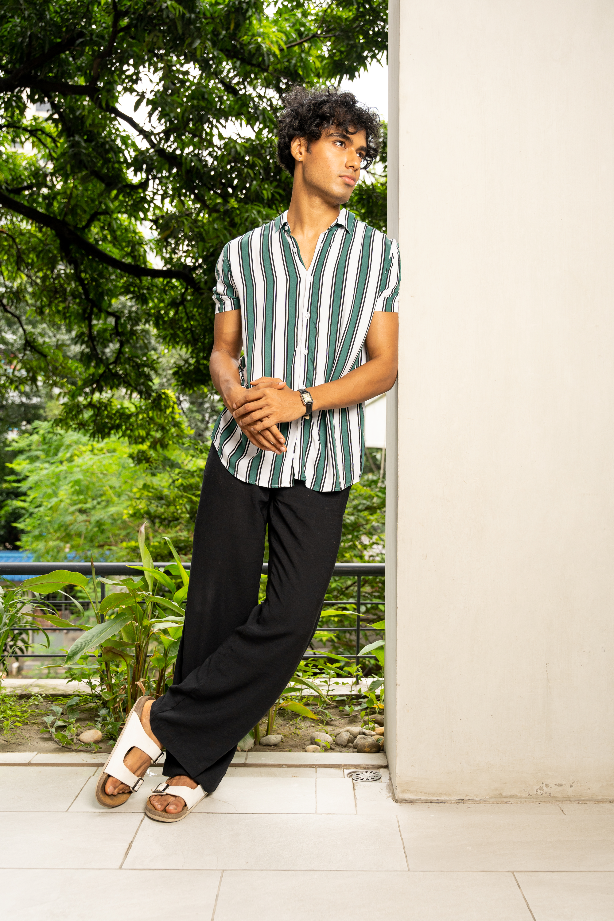 Green Bold Striped Shirt