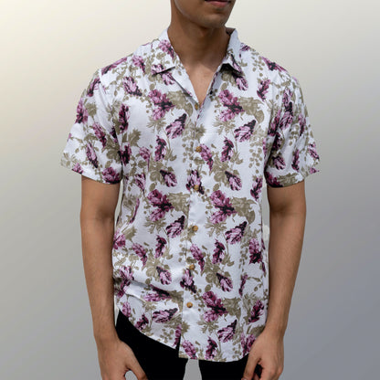 Violet Floral Print Shirt