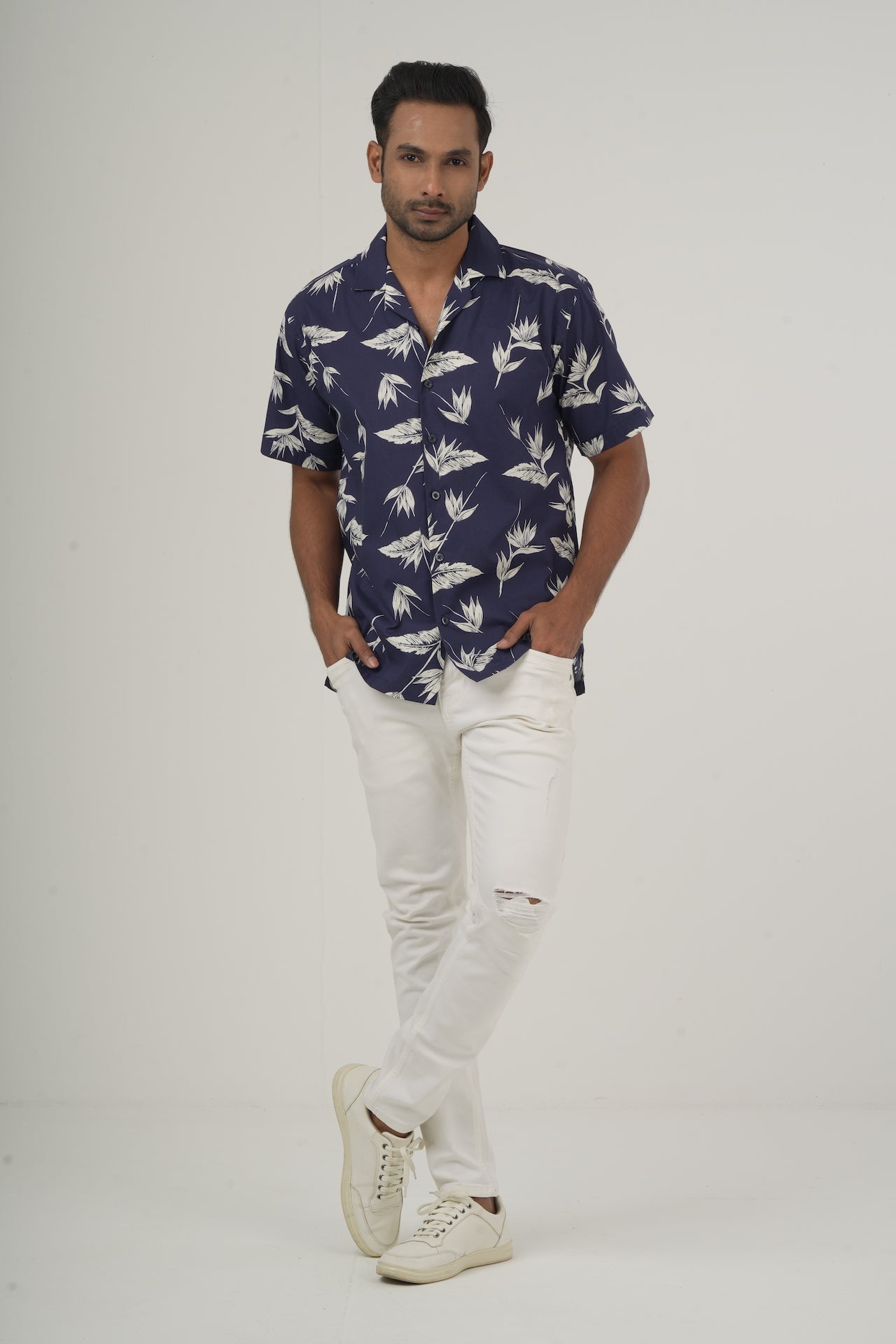 Blue Feathers Shirt - Bosphorus Fashion Ltd.