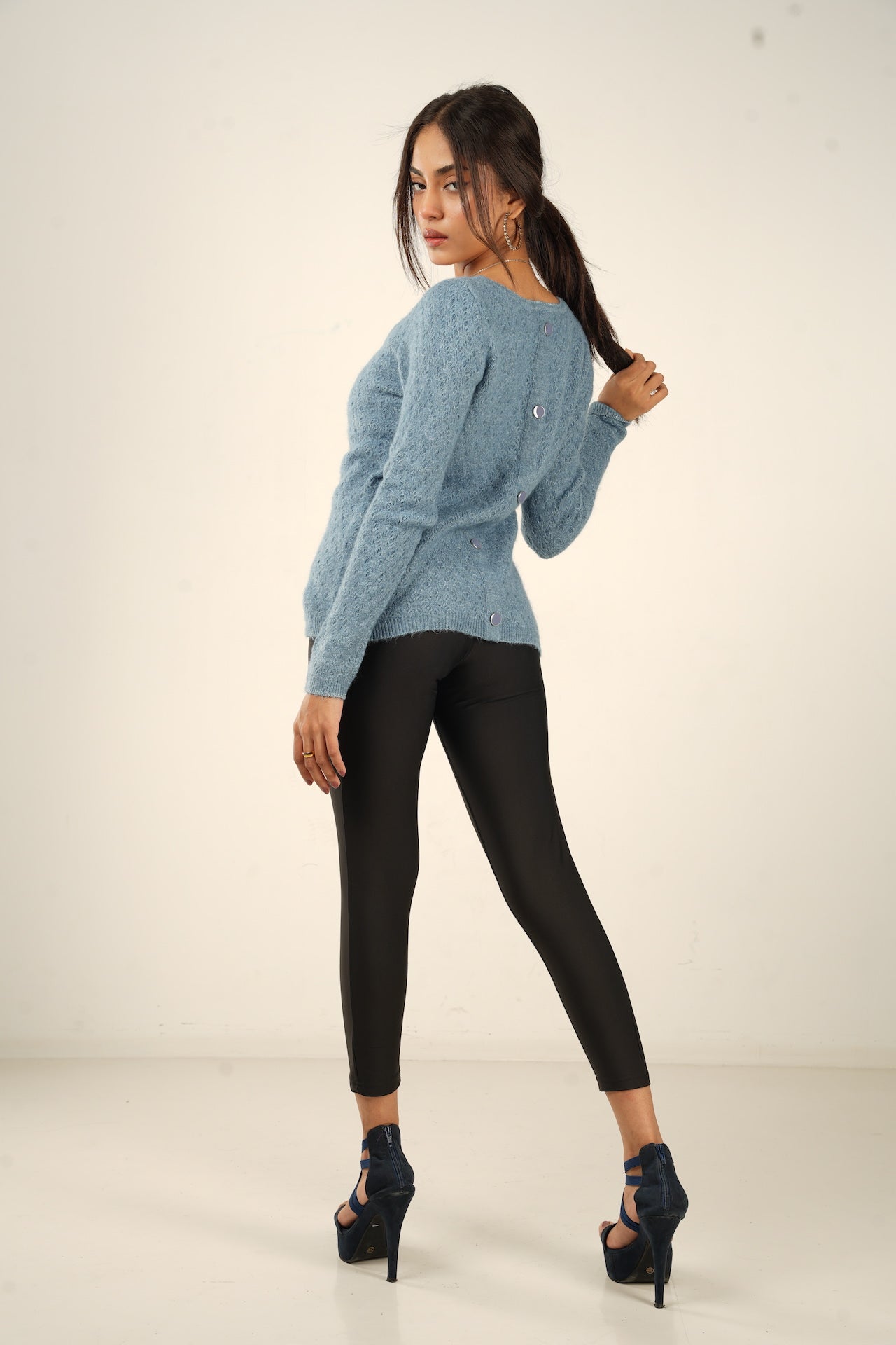 Steel Blue Swirl Sweater - Bosphorus Fashion Ltd.