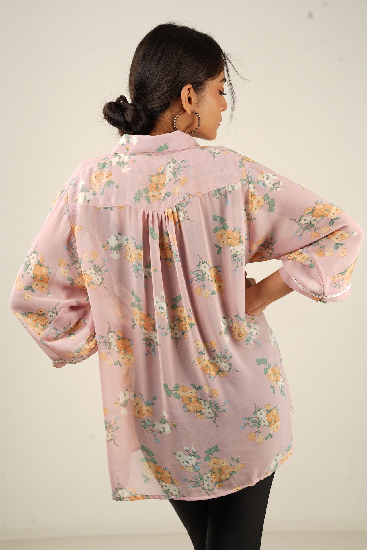 Blush Oversized Printed Shirt - Bosphorus Fashion Ltd.