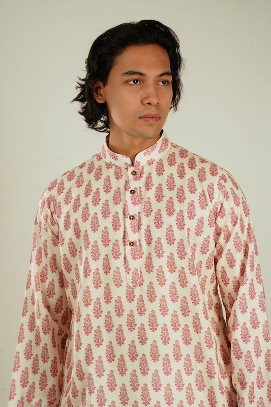 Akbar Printed Kurta in Ivory - Bosphorus Fashion Ltd.