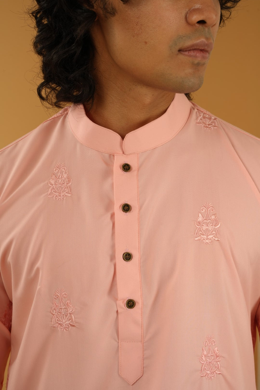 Raed All-over Embroidered Kurta in Pink - Bosphorus Fashion Ltd.