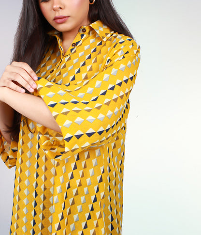 Mustard Aztec Kurti - Bosphorus Fashion