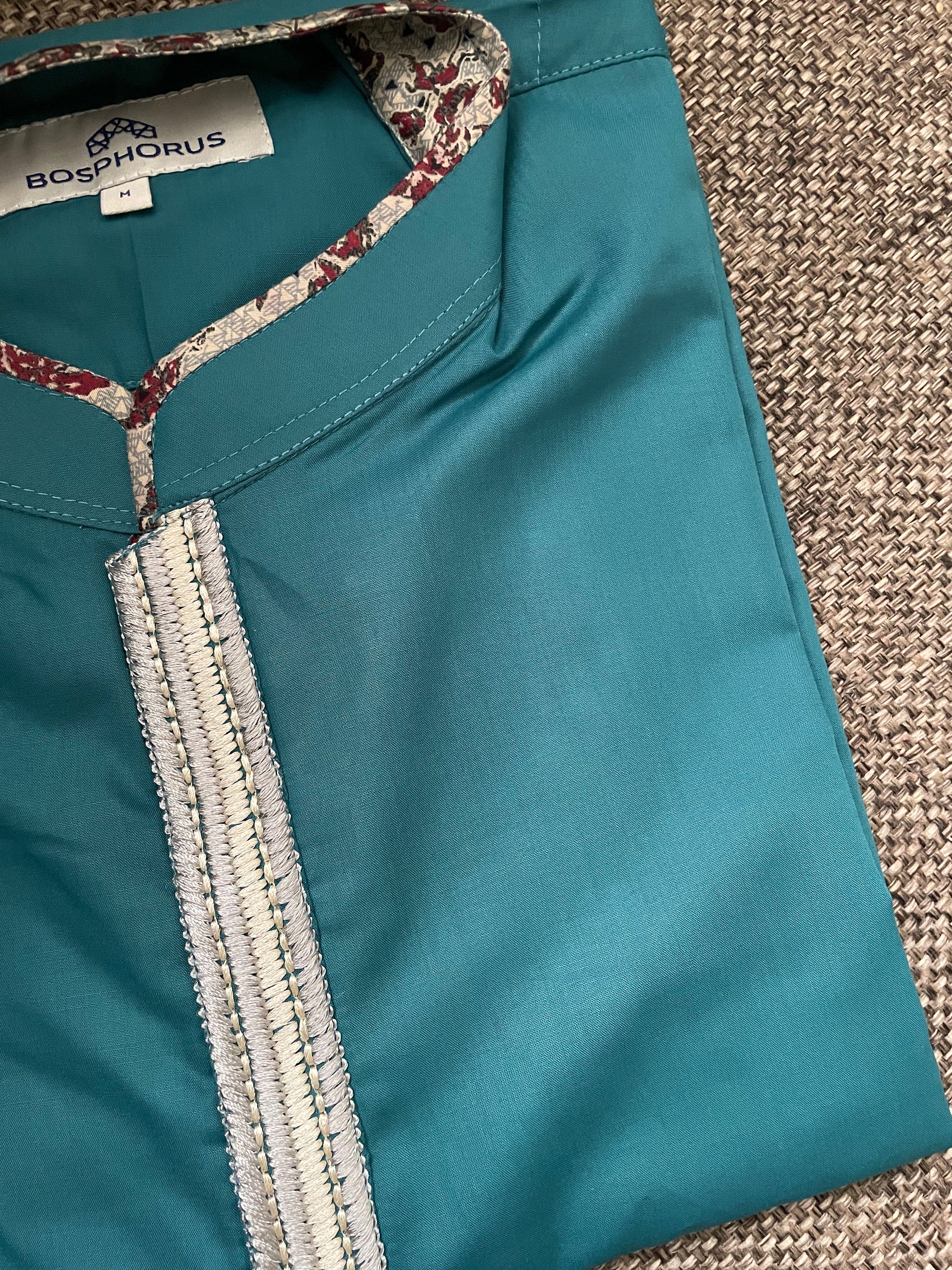 Teal Signature Embroidered Punjabi - Bosphorus Fashion Ltd.